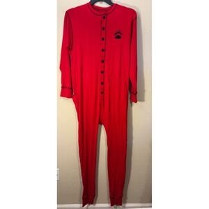 LazyOne Flapjack‎ Union Suit Adult M Red Bear Bum Long John Pajamas Unisex NEW
